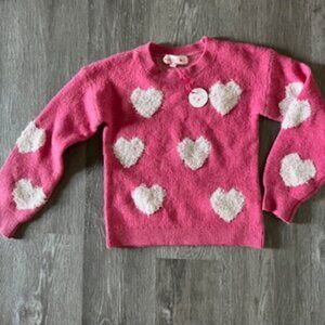 🧡3/15 NWT Pink Republic Pink Heart Sweater Girls M(10-12)